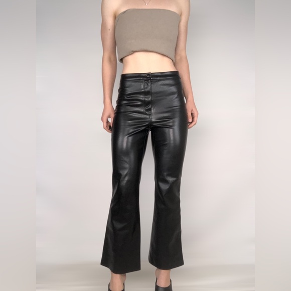 Aritzia‎ Wilfred Faux Leather Kick Flare Stretch Pants Size 6 - Picture 1 of 9